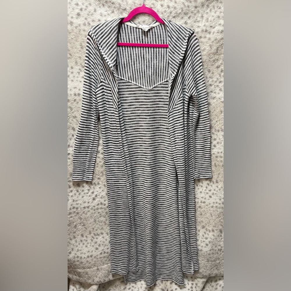 WORKSHOP REPUBLIC CLOTHING STRIPED HOODED DUSTER